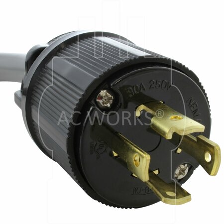 Ac Works 1.5FT EV Adapter 3-Phase 30A 250V L15-30P Locking Plug to 50A EV Connector EVL1530MS-018